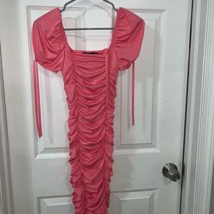 Ruffled pink dress from PrettyLittleThing